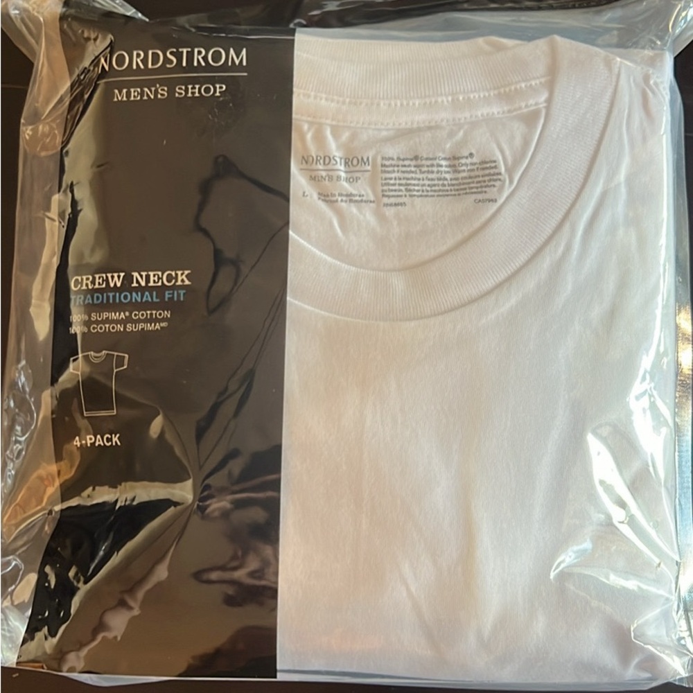 Nordstrom Men’s White Crew Neck 4-pack Size L